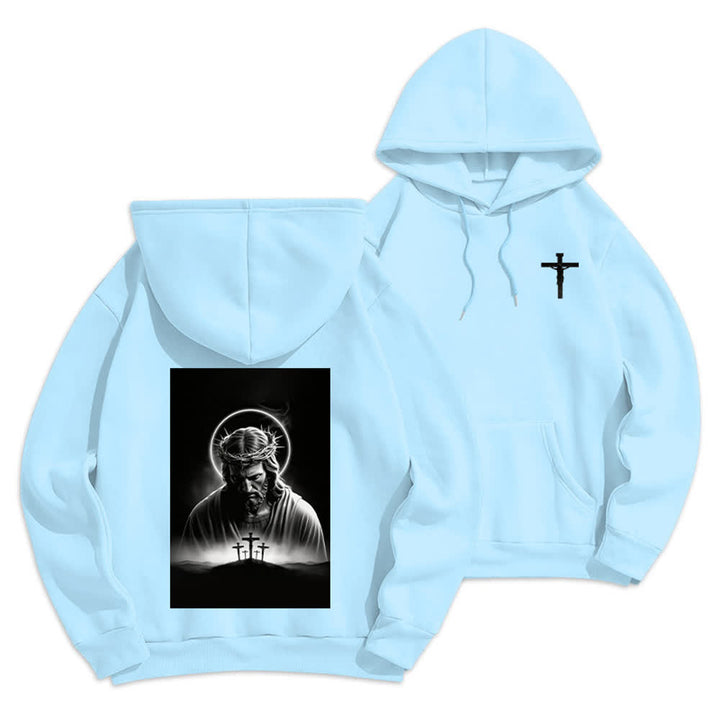 Christianartworkshop Fleecegefütterter Hoodie mit Dornenkronen-Rückenprint - Blau - 2XL - image 15