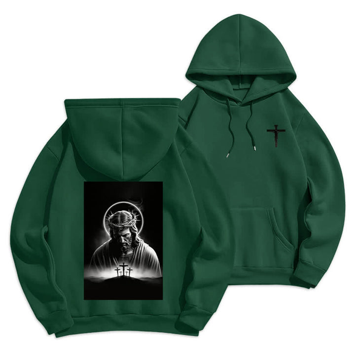 Christianartworkshop Fleecegefütterter Hoodie mit Dornenkronen-Rückenprint - Grün - 2XL - image 18