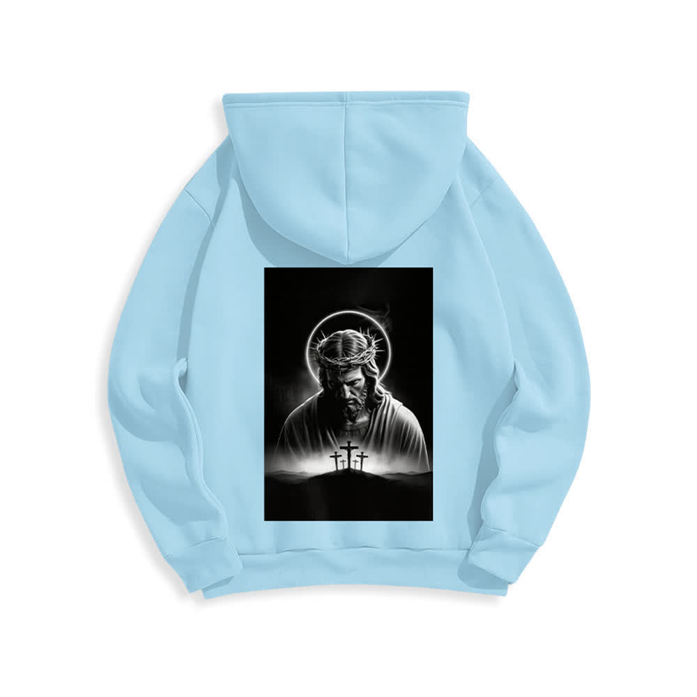 Christianartworkshop Fleecegefütterter Hoodie mit Dornenkronen-Rückenprint - image 16
