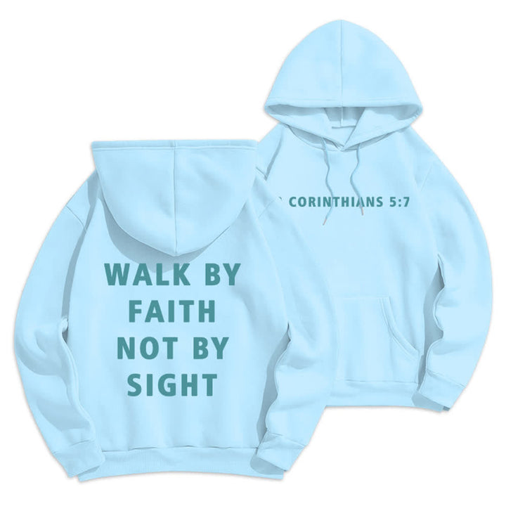 Christianartworkshop „Walk By Faith Not By Sight“-Pullover-Hoodie - Blau - 2XL - image 3