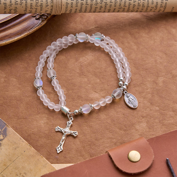 Christianartworkshop Armband mit dem heiligen Benedikt und dem wundertätigen Kristallkreuz: Träger heiliger Stärke - Leuchtender Stein - image 20