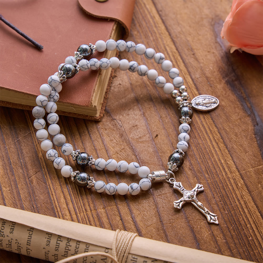 Christianartworkshop Armband mit dem heiligen Benedikt und dem wundertätigen Kristallkreuz: Träger heiliger Stärke - Weißer Türkis - image 10