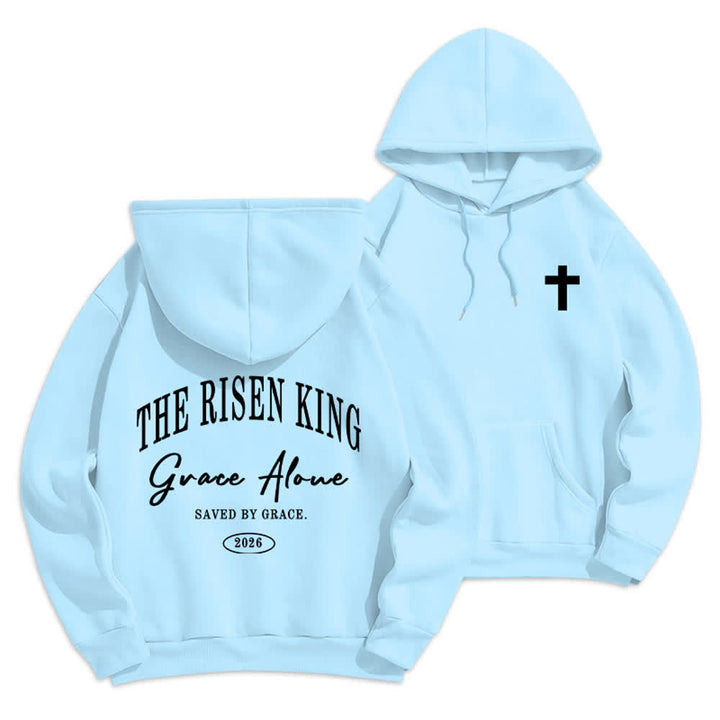 Christianartworkshop The Risen King Grace Alone Hellgrauer Pullover-Hoodie - Blau - 2XL - image 0