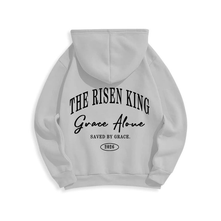 Christianartworkshop The Risen King Grace Alone Hellgrauer Pullover-Hoodie - image 10