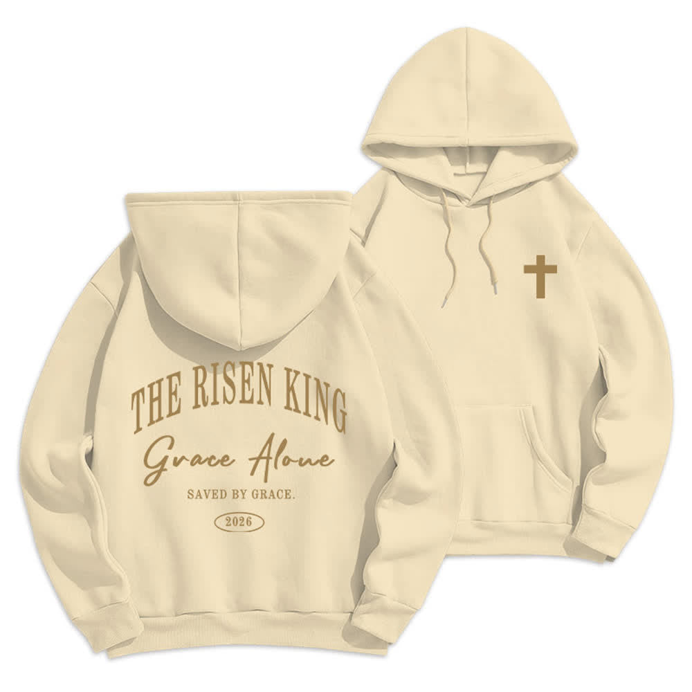 Christianartworkshop The Risen King Grace Alone Hellgrauer Pullover-Hoodie - Beige - 2XL - image 6