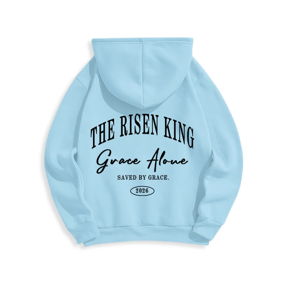 Christianartworkshop The Risen King Grace Alone Hellgrauer Pullover-Hoodie - image 1