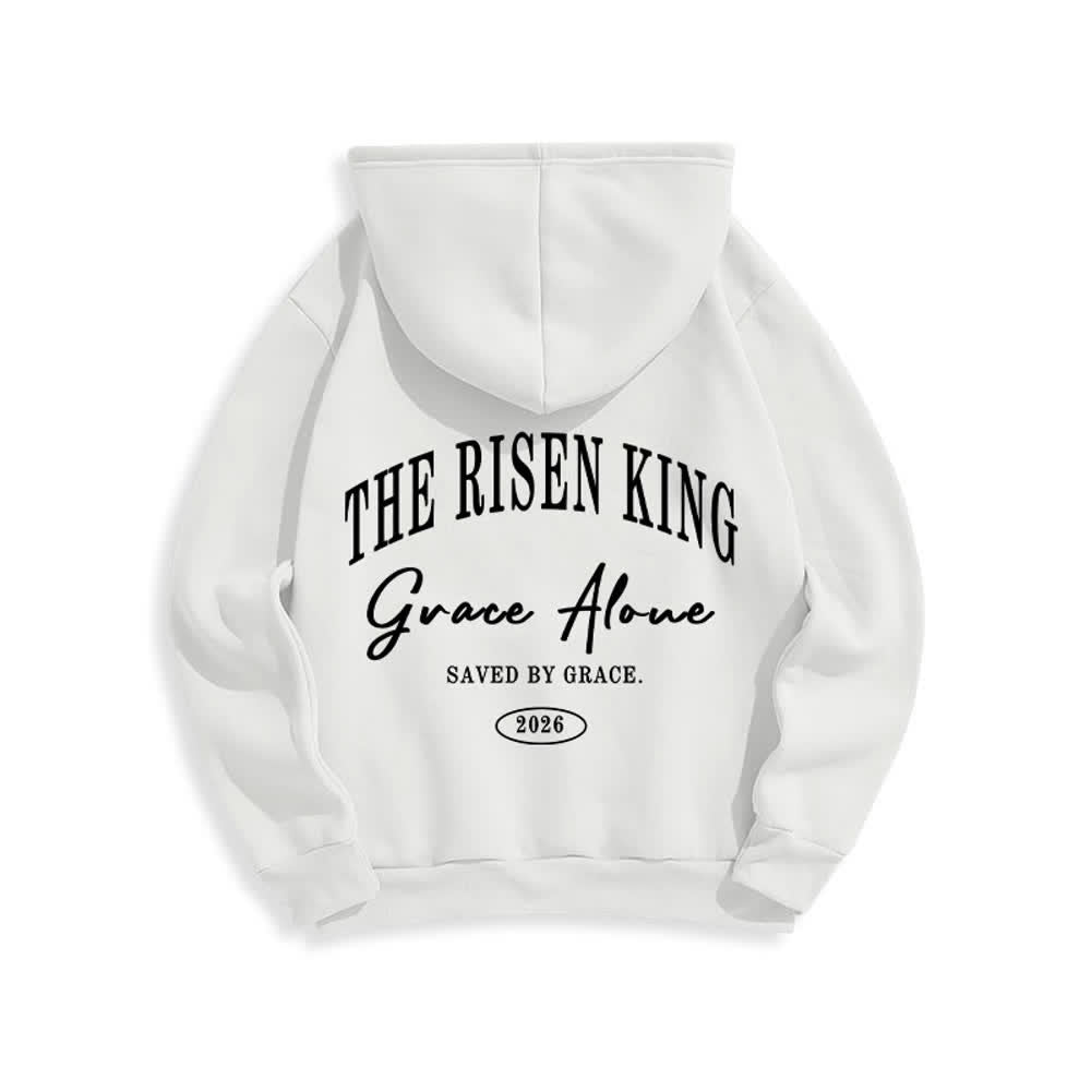 Christianartworkshop The Risen King Grace Alone Hellgrauer Pullover-Hoodie - image 4