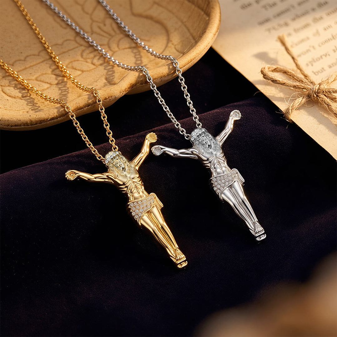 Christianartworkshop Funkelnde Jesus-Kruzifix-Kette: Zeichen sanften himmlischen Schutzes - image 1