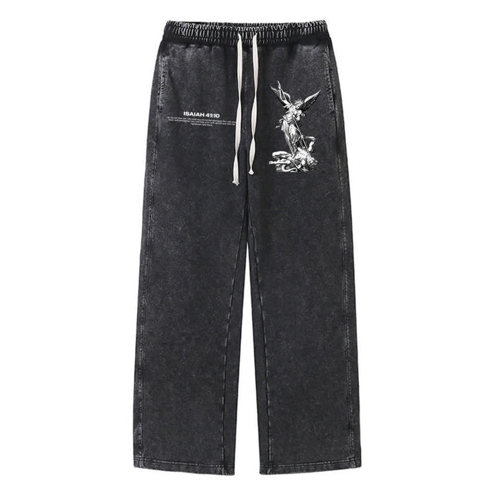 Christianartworkshop Erzengel Michael Jesaja 41:10 Statement Verwaschene Jogginghose - Schwarz - XL - image 6