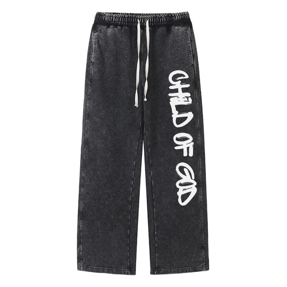 Christianartworkshop Graffiti Kind Gottes Statement Verwaschene Jogginghose - Schwarz - XL - image 0