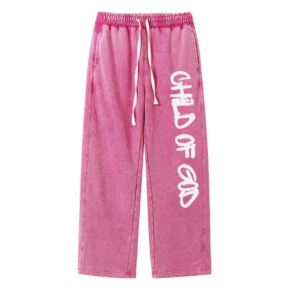 Christianartworkshop Graffiti Kind Gottes Statement Verwaschene Jogginghose - Rose - XL - image 12
