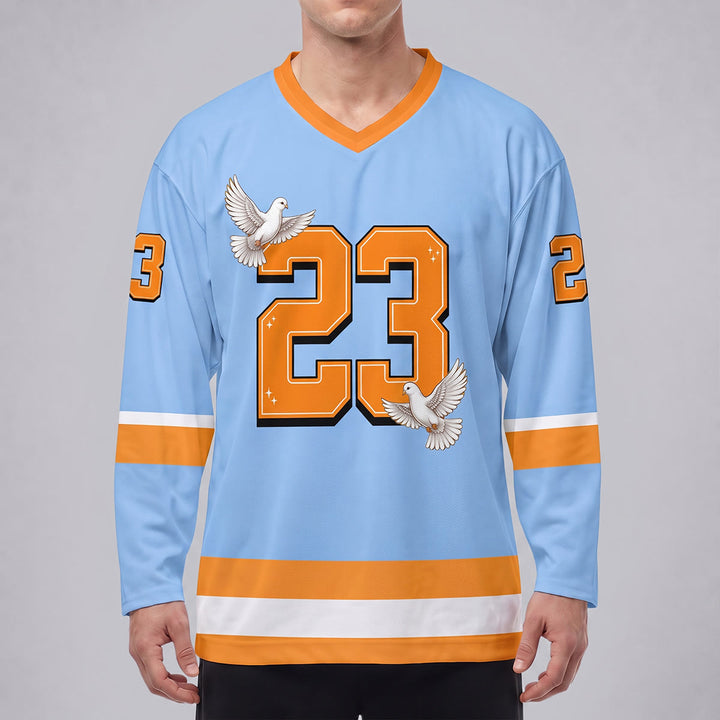 Christianartworkshop Glaube statt Angst Psalm 23 Langarm-Hockeytrikot - image 3