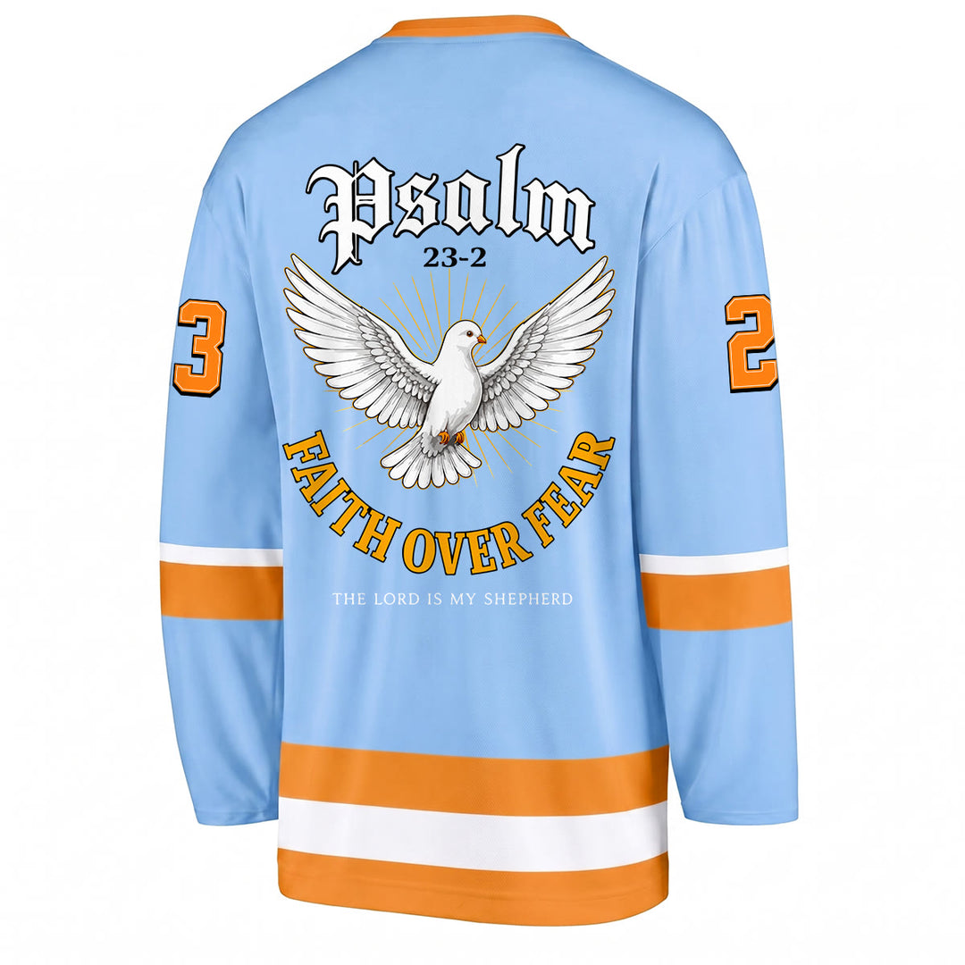 Christianartworkshop Glaube statt Angst Psalm 23 Langarm-Hockeytrikot - image 2
