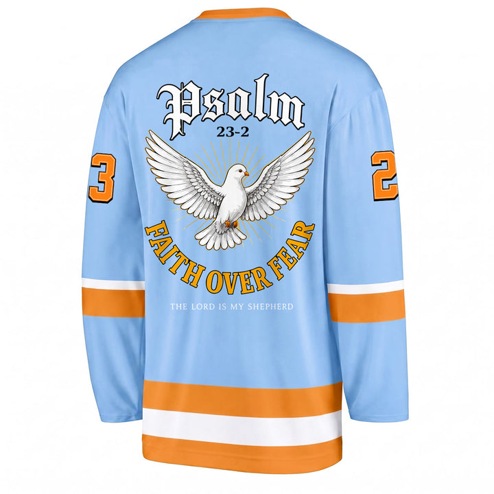 Christianartworkshop Glaube statt Angst Psalm 23 Langarm-Hockeytrikot - image 2