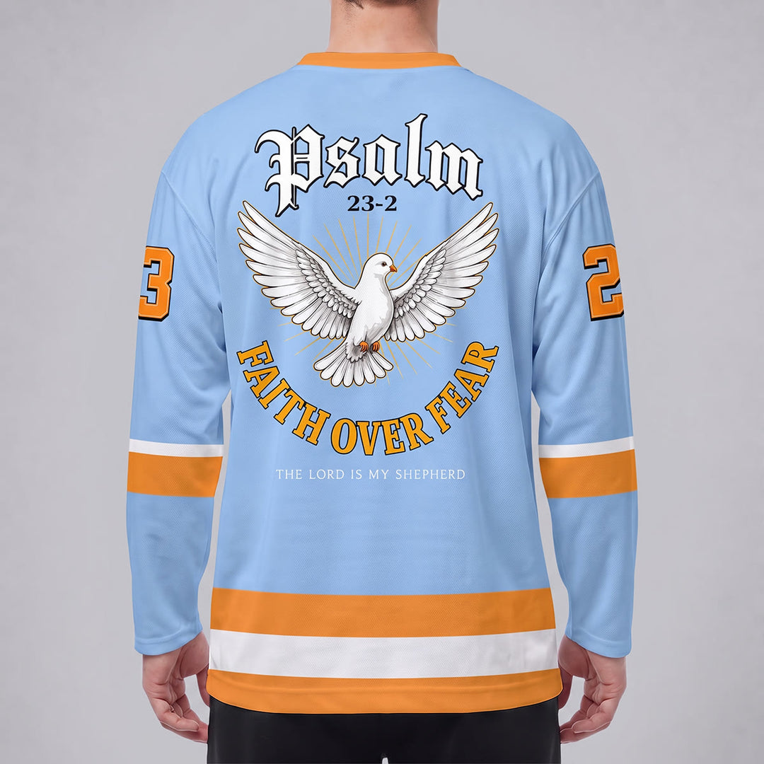 Christianartworkshop Glaube statt Angst Psalm 23 Langarm-Hockeytrikot - image 4
