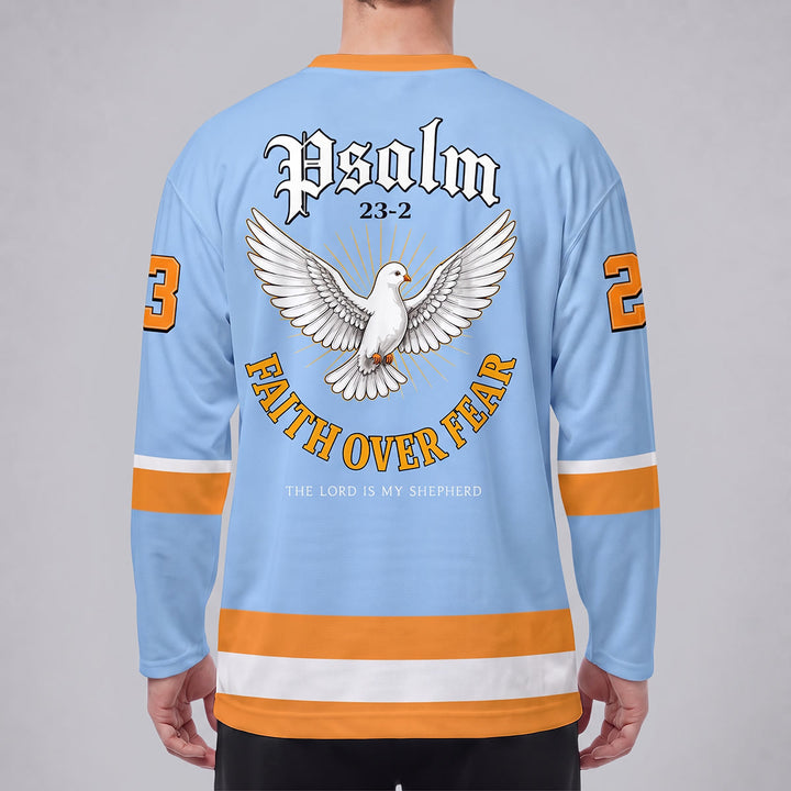 Christianartworkshop Glaube statt Angst Psalm 23 Langarm-Hockeytrikot - image 4