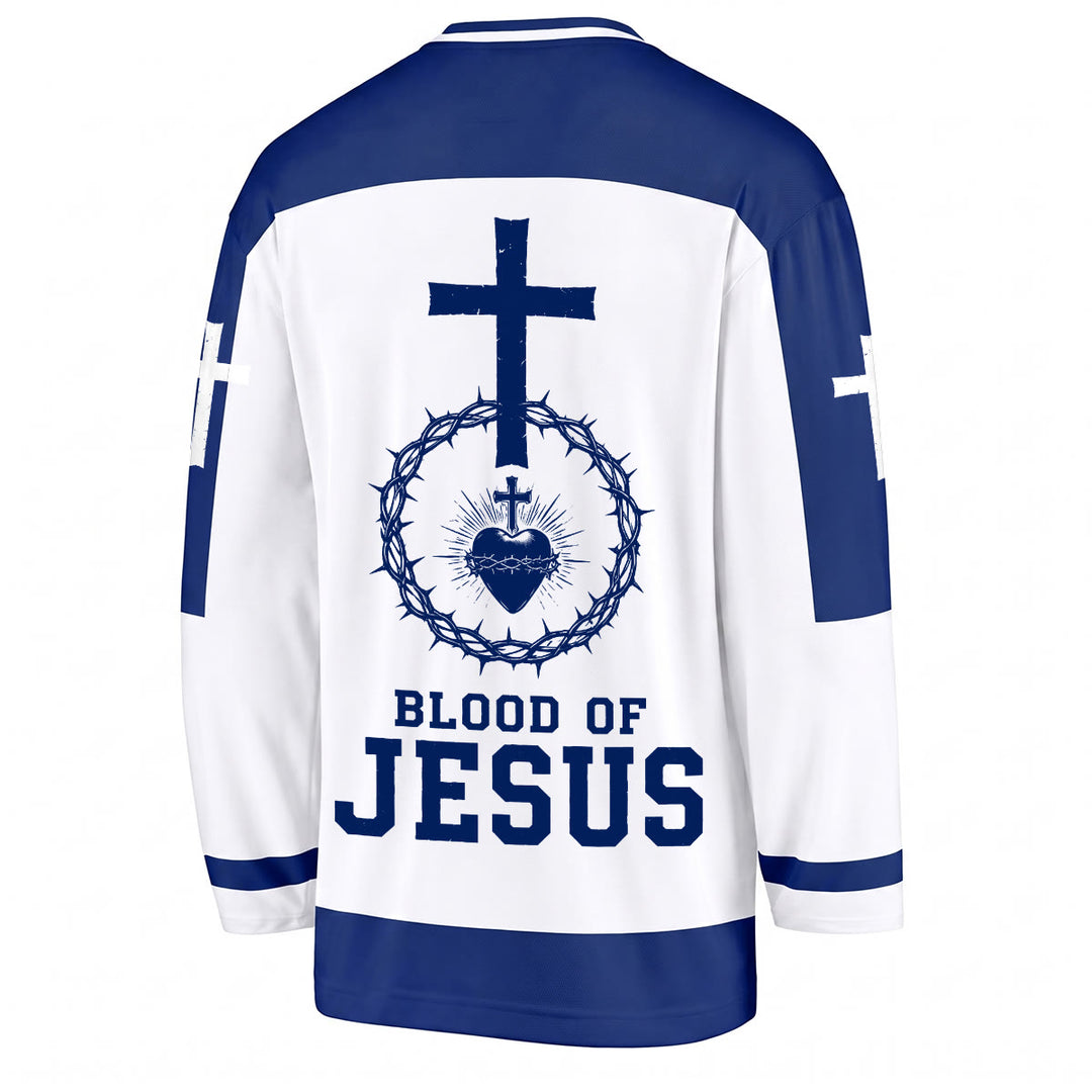 Christianartworkshop Blood of Jesus Sacred Heart Langarm-Hockeytrikot  - image 6