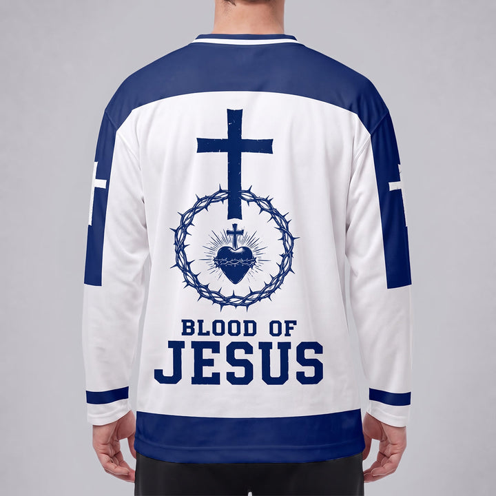 Christianartworkshop Blood of Jesus Sacred Heart Langarm-Hockeytrikot  - image 4