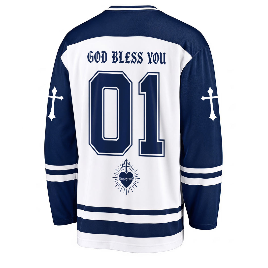 Christianartworkshop Gott segne dich! Glaube an Christus! Hockeytrikot - image 2