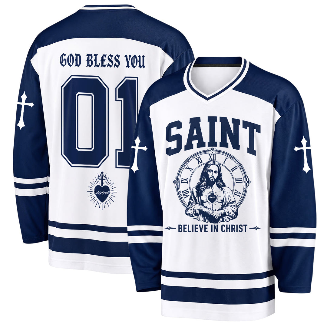 Christianartworkshop Gott segne dich! Glaube an Christus! Hockeytrikot - 5XL - image 0