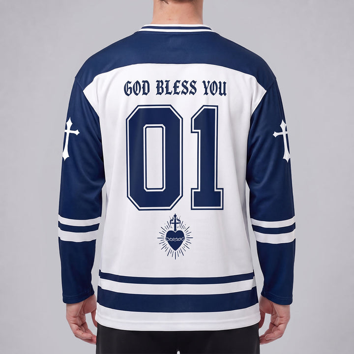 Christianartworkshop Gott segne dich! Glaube an Christus! Hockeytrikot - image 4