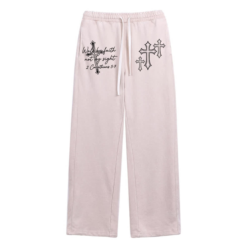Christianartworkshop Scripture Walk By Faith Ornate Cross Statement Washed Sweatpants - Aprikose - XL - image 15