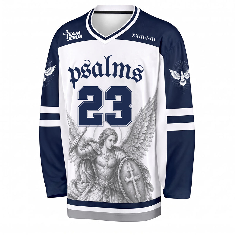 Christianartworkshop Psalm 23 St. Michael Faith Warrior Langarm-Hockeytrikot - image 1