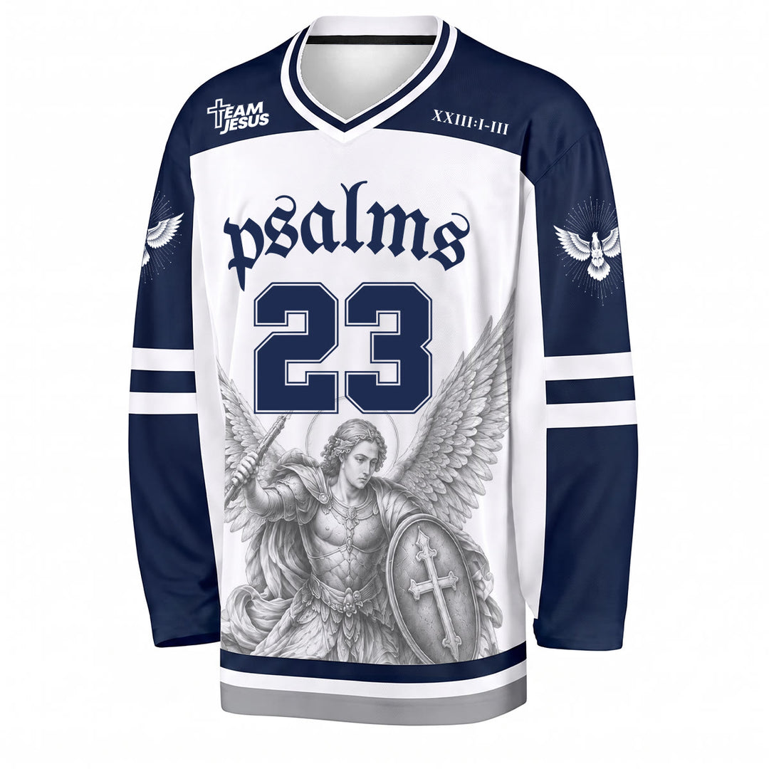 Christianartworkshop Psalm 23 St. Michael Faith Warrior Langarm-Hockeytrikot - image 1