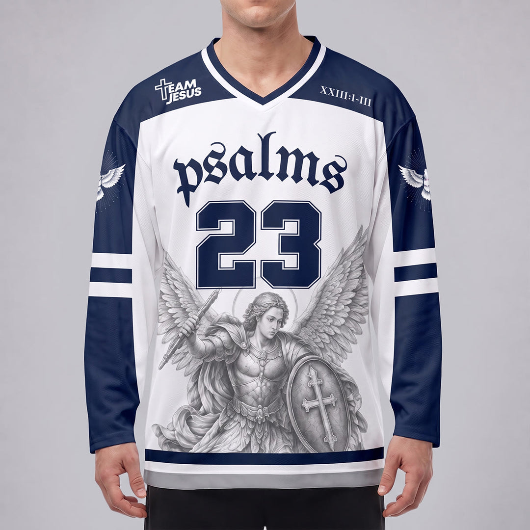 Christianartworkshop Psalm 23 St. Michael Faith Warrior Langarm-Hockeytrikot - image 3