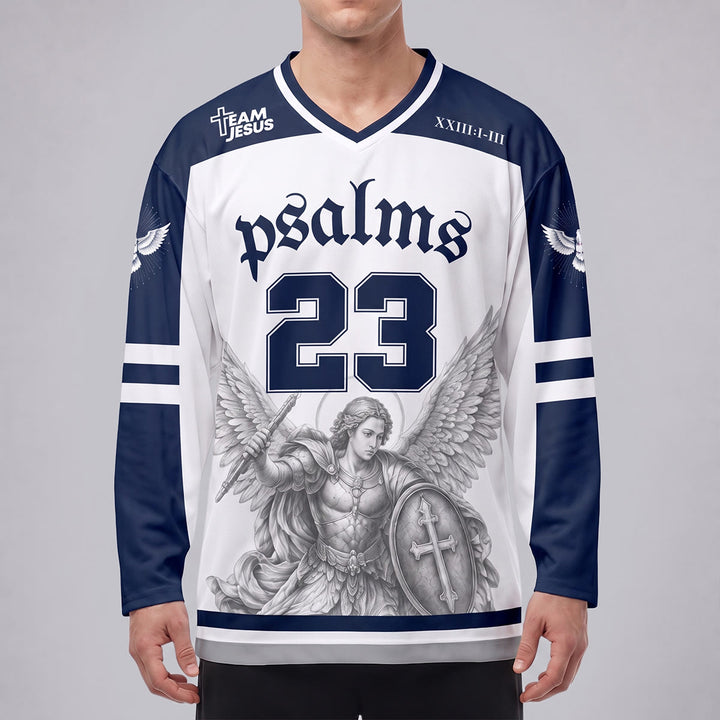 Christianartworkshop Psalm 23 St. Michael Faith Warrior Langarm-Hockeytrikot - image 3
