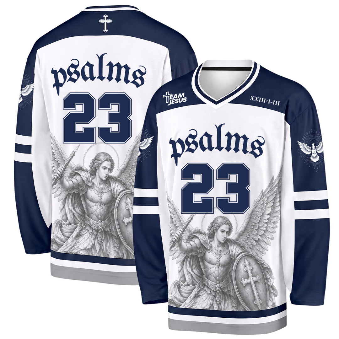 Christianartworkshop Psalm 23 St. Michael Faith Warrior Langarm-Hockeytrikot - 5XL - image 0