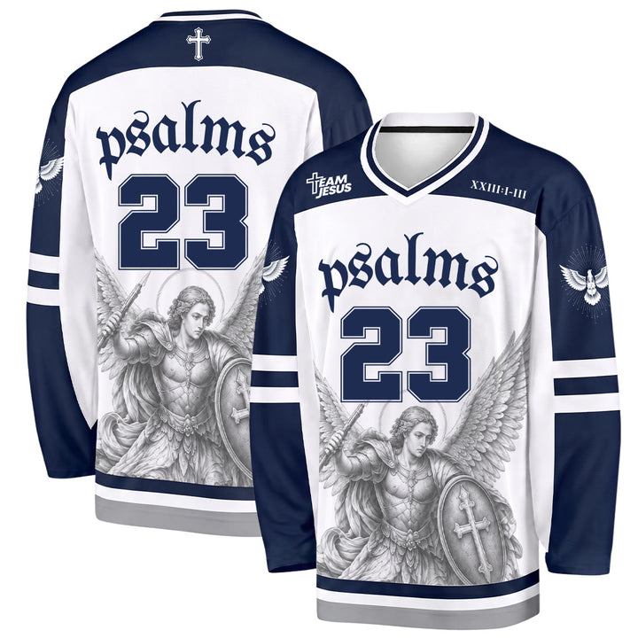 Christianartworkshop Psalm 23 St. Michael Faith Warrior Langarm-Hockeytrikot - 5XL - image 0