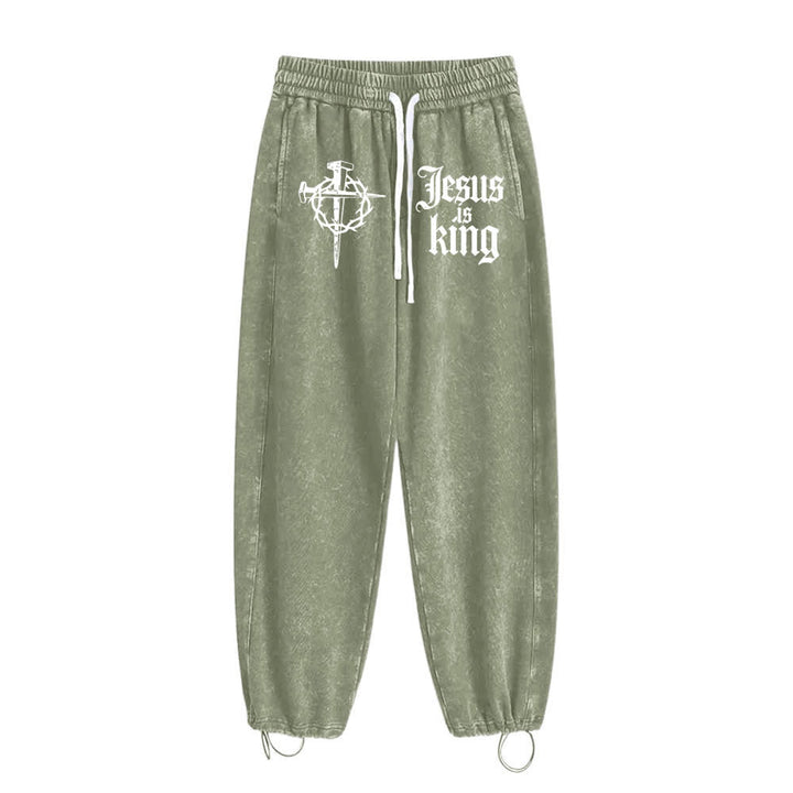 Christianartworkshop Gothic Nagelkreuz Jesus ist König Statement-Jogginghose - image 7