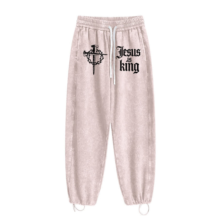 Christianartworkshop Gothic Nagelkreuz Jesus ist König Statement-Jogginghose - image 16