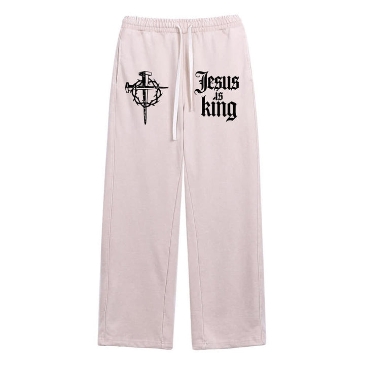 Christianartworkshop Gothic Nagelkreuz Jesus ist König Statement-Jogginghose - Aprikose - XL - image 15