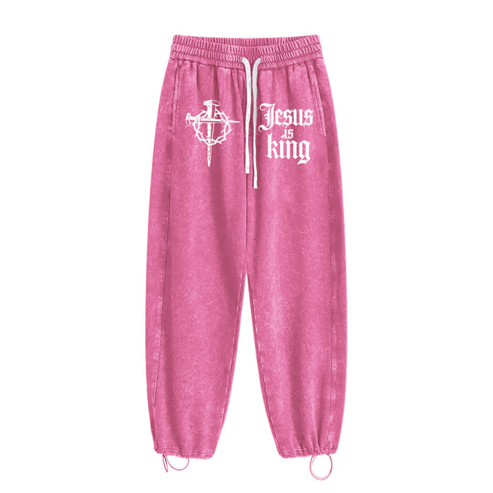 Christianartworkshop Gothic Nagelkreuz Jesus ist König Statement-Jogginghose - image 13