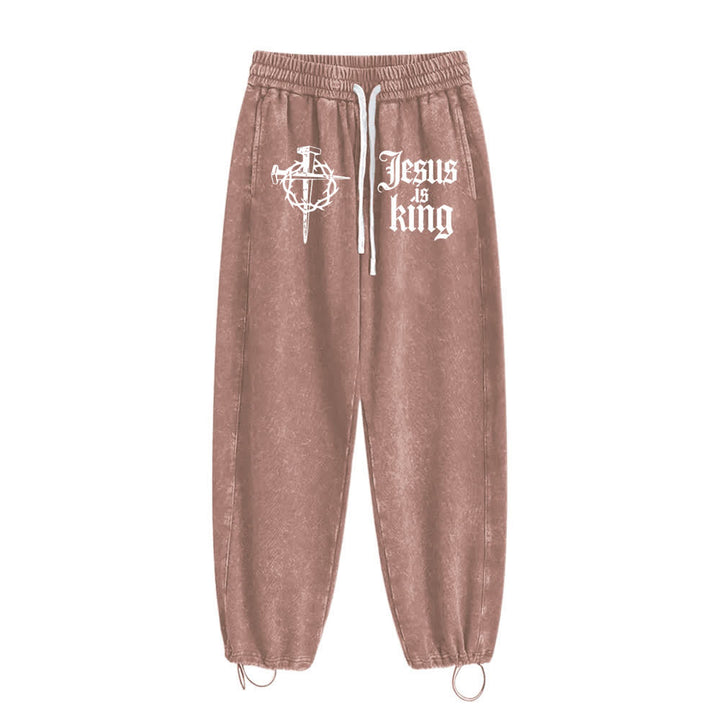 Christianartworkshop Gothic Nagelkreuz Jesus ist König Statement-Jogginghose - image 10