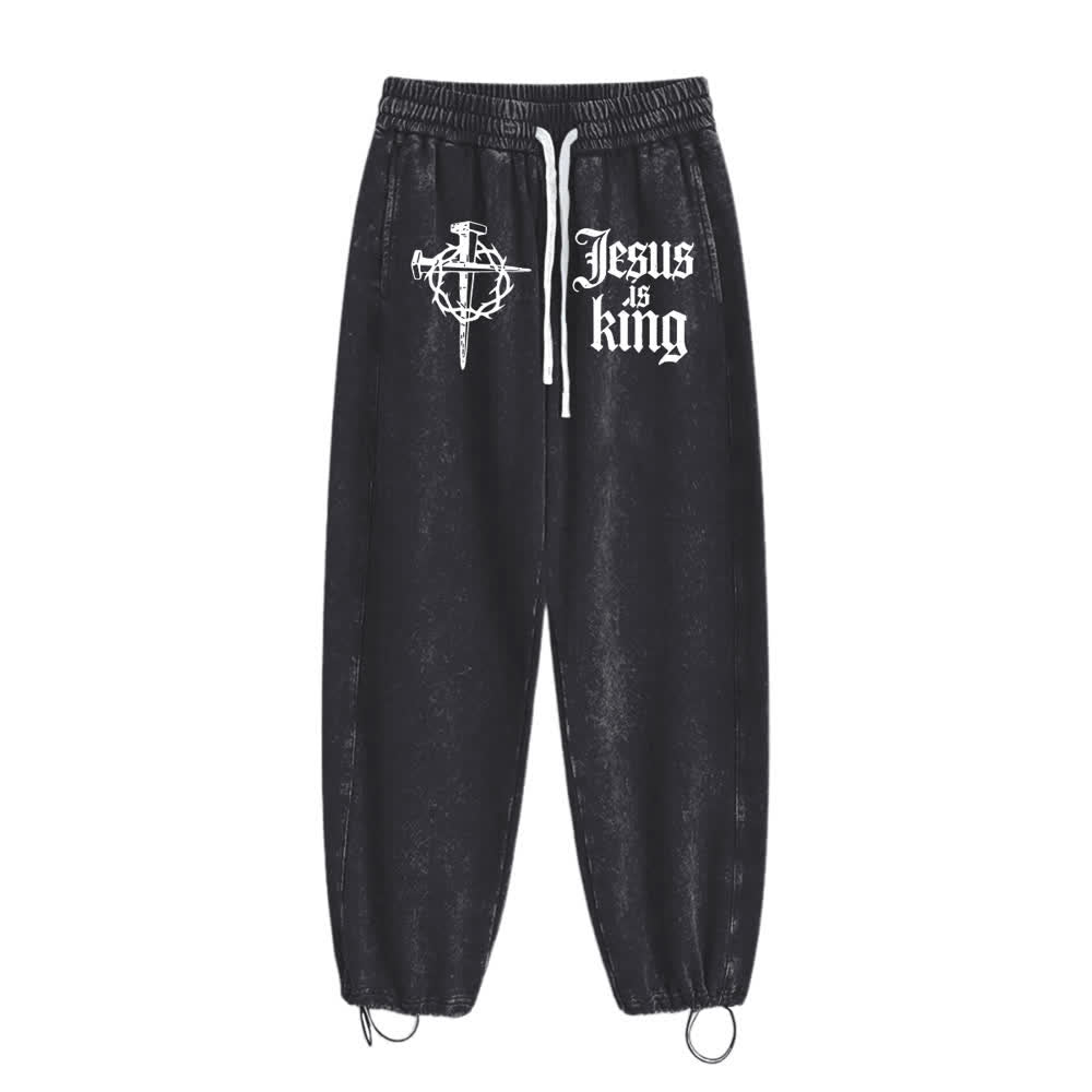 Christianartworkshop Gothic Nagelkreuz Jesus ist König Statement-Jogginghose - image 1