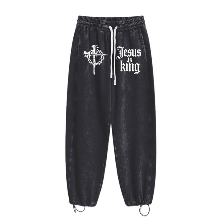 Christianartworkshop Gothic Nagelkreuz Jesus ist König Statement-Jogginghose - image 1
