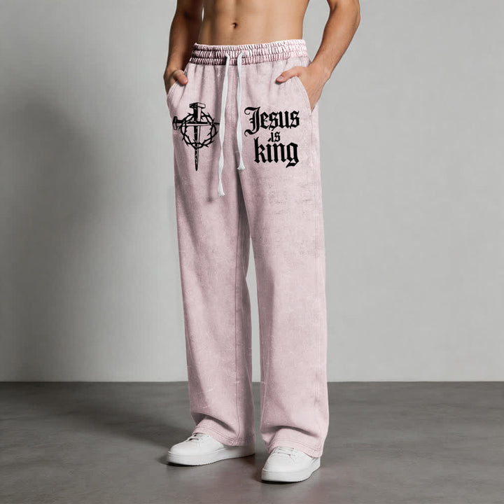 Christianartworkshop Gothic Nagelkreuz Jesus ist König Statement-Jogginghose - image 17