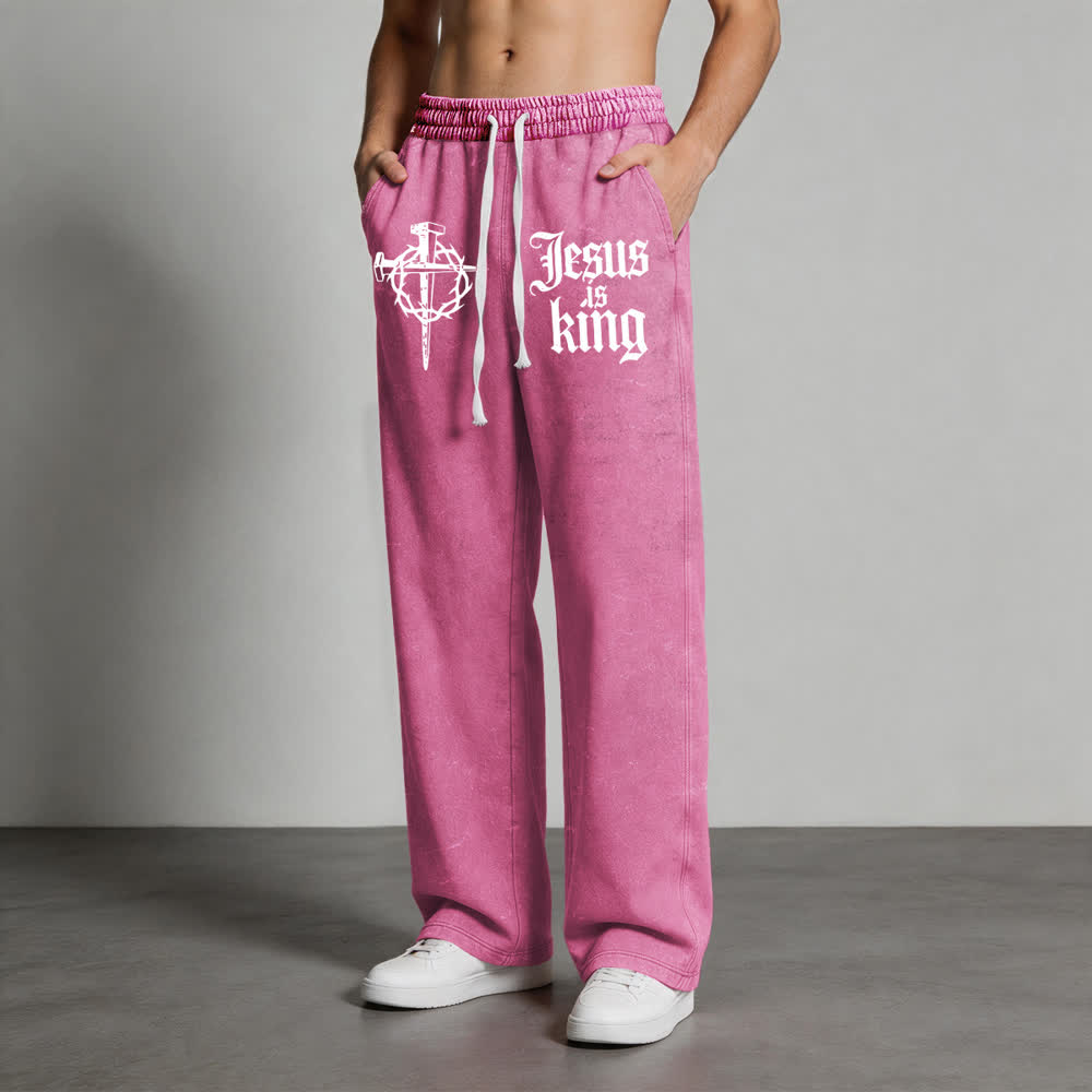 Christianartworkshop Gothic Nagelkreuz Jesus ist König Statement-Jogginghose - image 14