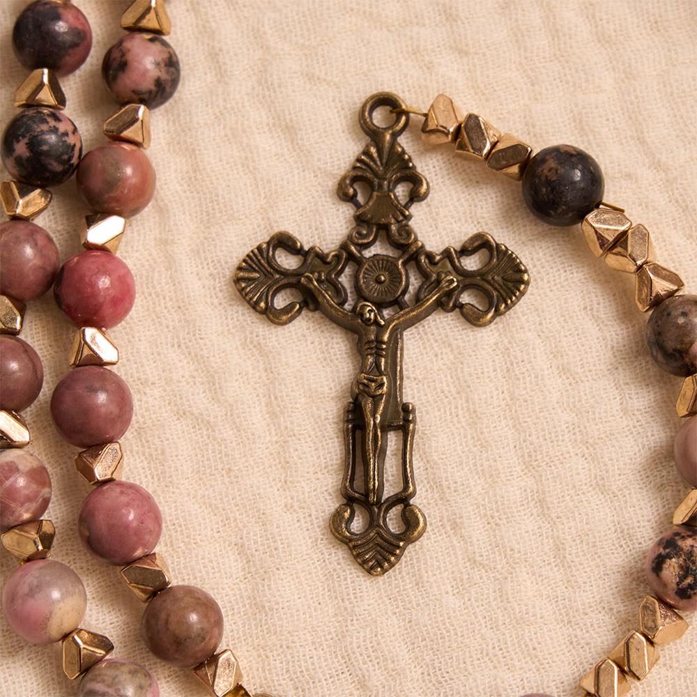 Wundermedaille und Kruzifix von Christianartworkshop , 6 mm rund, mehrfarbig, natürliche schwarze Linie, Rosenkranz - image 3