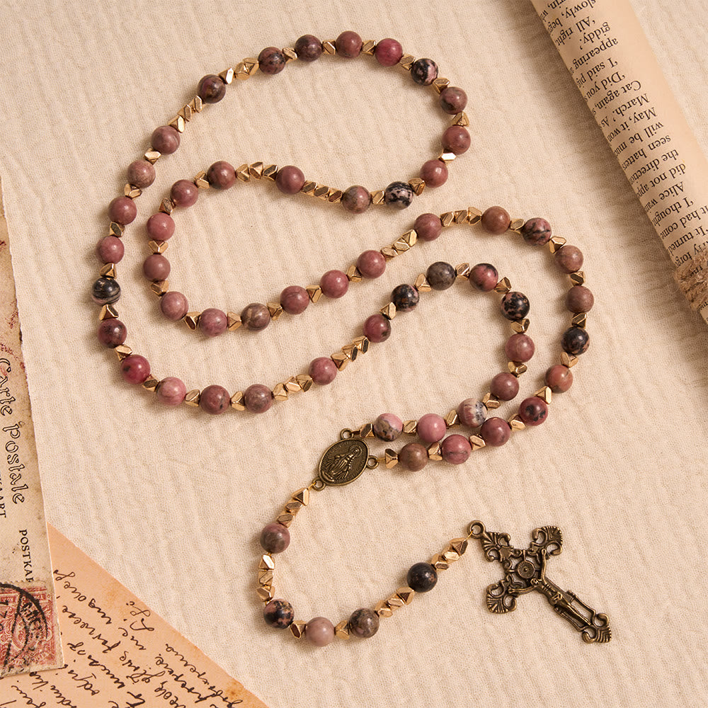Wundermedaille und Kruzifix von Christianartworkshop , 6 mm rund, mehrfarbig, natürliche schwarze Linie, Rosenkranz - image 2