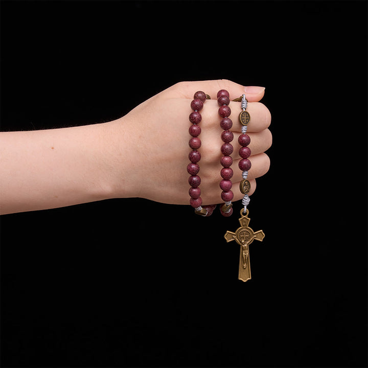 Rosenkranz „Unsere Liebe Frau“ aus Purpurherzholz mit bronzenem Andachtselement von Christianartworkshop - image 5