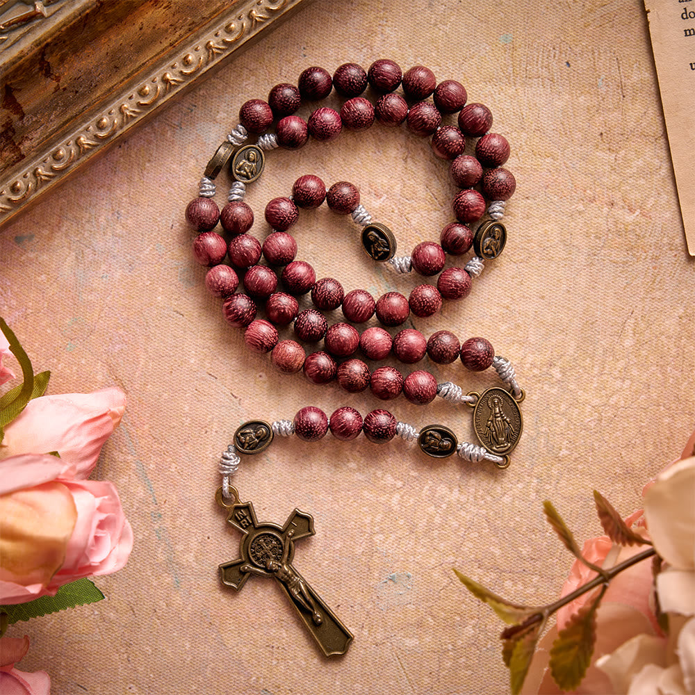 Rosenkranz „Unsere Liebe Frau“ aus Purpurherzholz mit bronzenem Andachtselement von Christianartworkshop - image 1