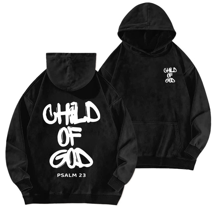 Christianartworkshop Inspirierender Hoodie mit Psalm-23-Aufdruck „Kind Gottes“ (Vorder- und Rückseite) - Schwarz - 5XL - image 3