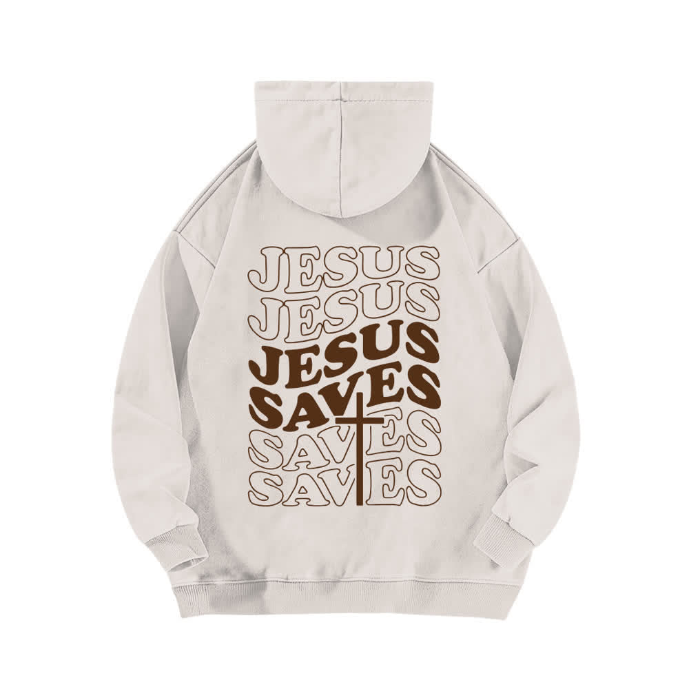 Christianartworkshop Jesus Saves Vintage-Hoodie mit Rückendruck, gewaschen - image 1