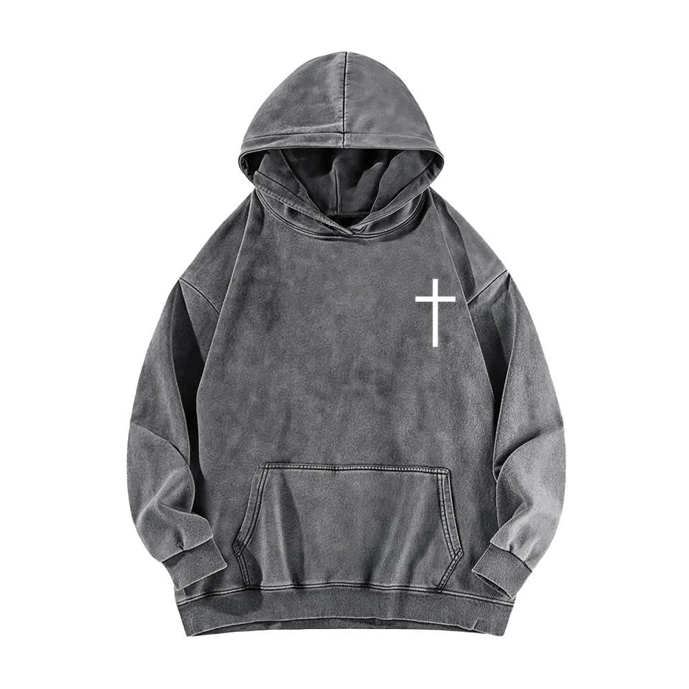 Christianartworkshop Philippians 4:13 Gothic Back Print Cross Washed Hoodie - image 8