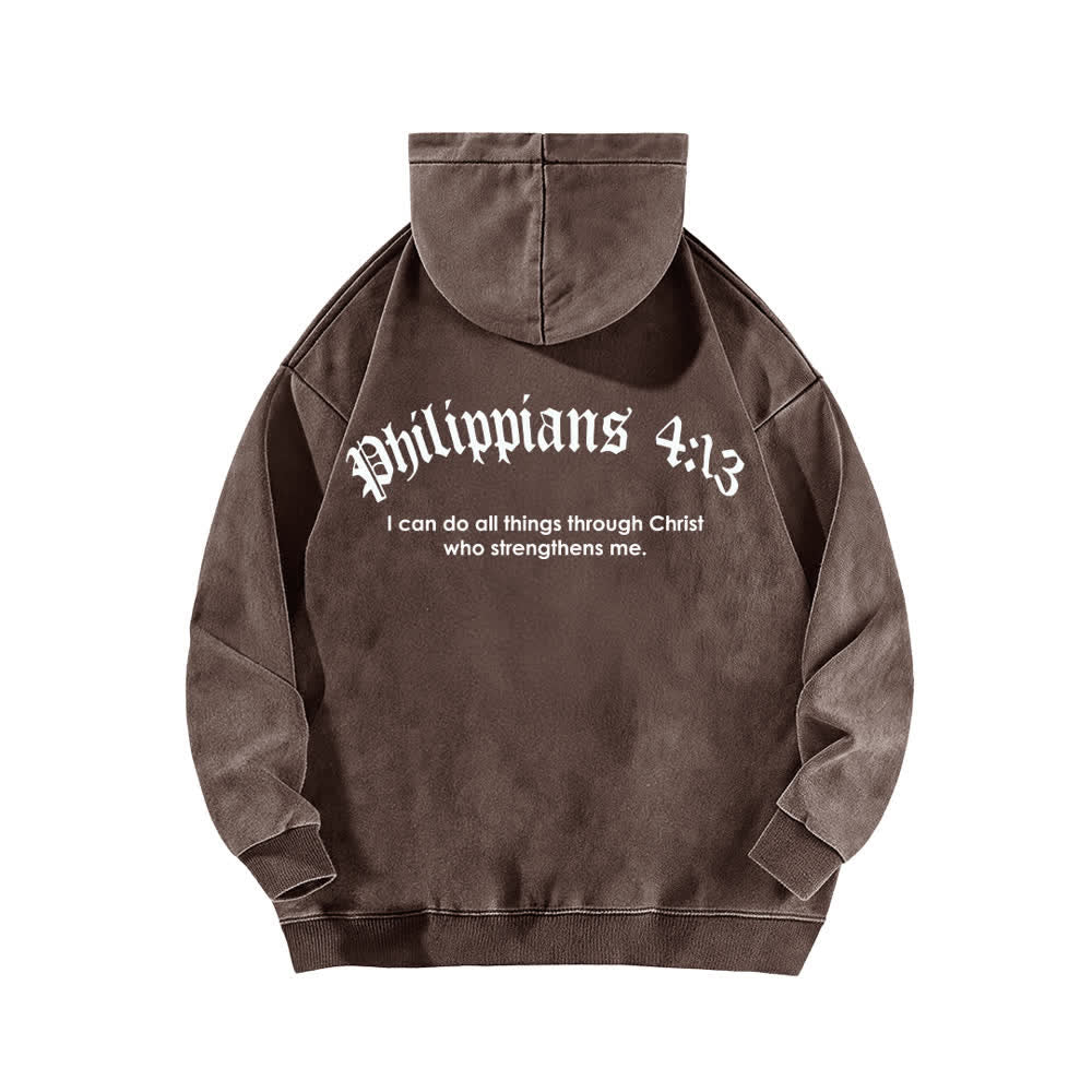 Christianartworkshop Philippians 4:13 Gothic Back Print Cross Washed Hoodie - image 13