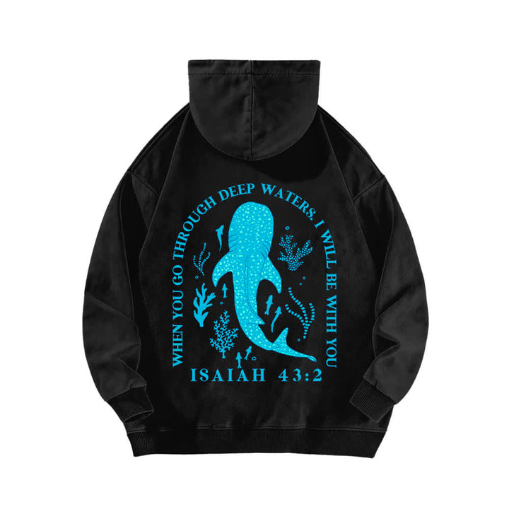 Christianartworkshop Deep Waters Jesaja 43:2 Walhai-Hoodie (gewaschen) - image 4